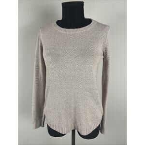 Pink Clover Women’s Pullover Sweater Size Small Beige Knit Scoop Hem